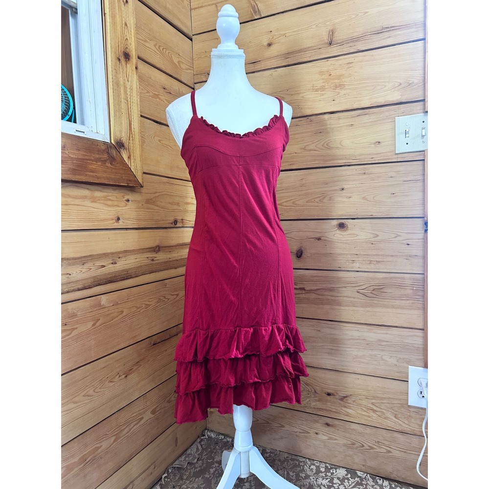 Women’s Red High-Low Ruffle Hem Dress